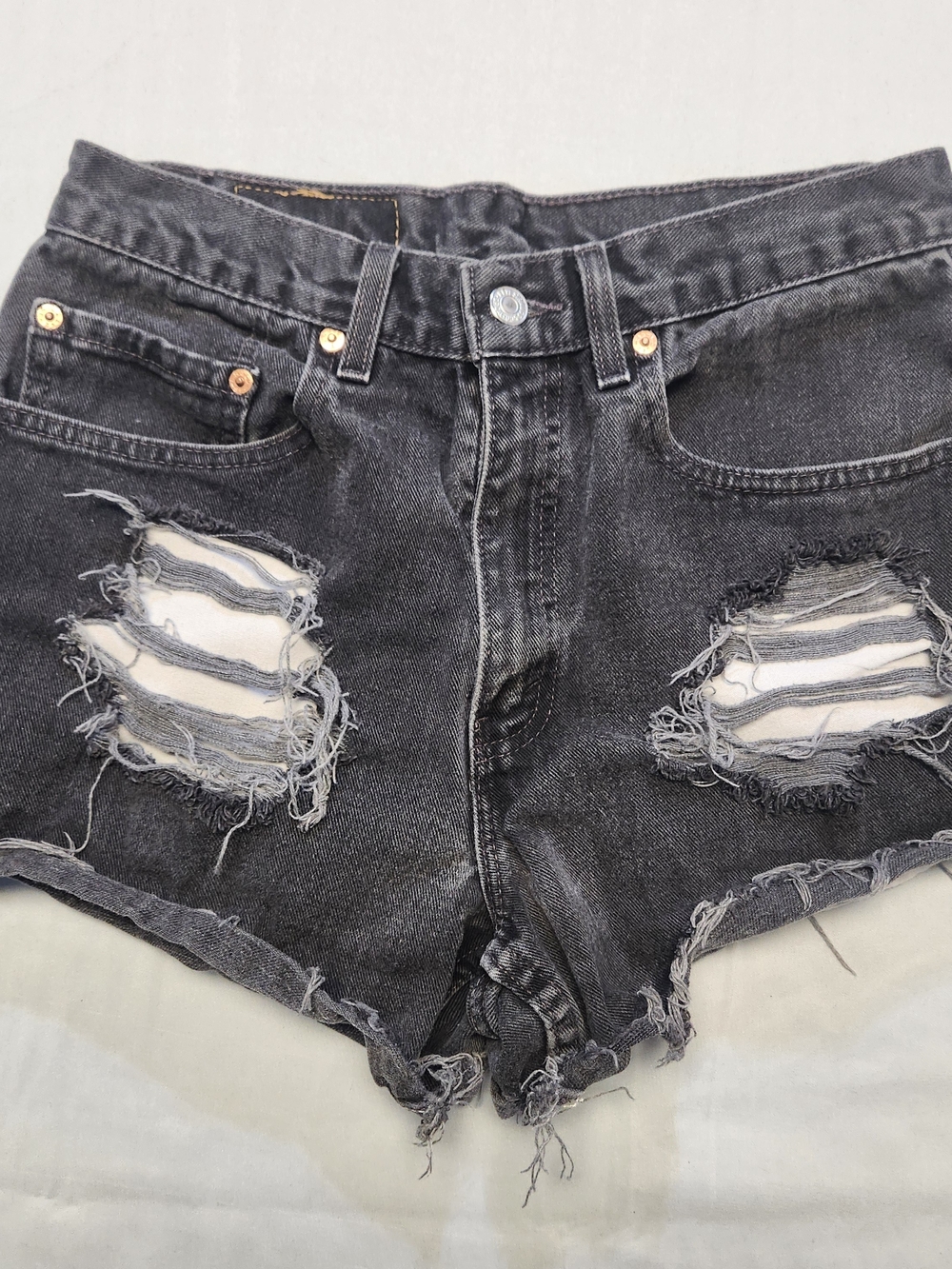 Vintage 550 Levi's Y2K Black Distressed Jean Cutoff Shorts
